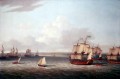 Flota británica entrando en las batallas navales de La Habana